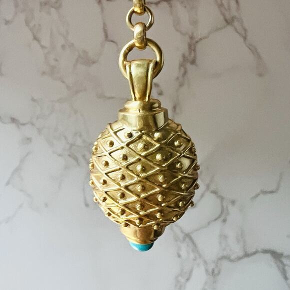 Rare Retired Julie Vos Gold-Tone Turquoise Pendant Charm Keychain Resort Coastal - Picture 1 of 15